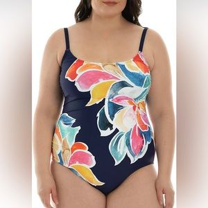 NWT La Blanca swimsuit Petals in Bloom Mio 16W bathing suit one-piece